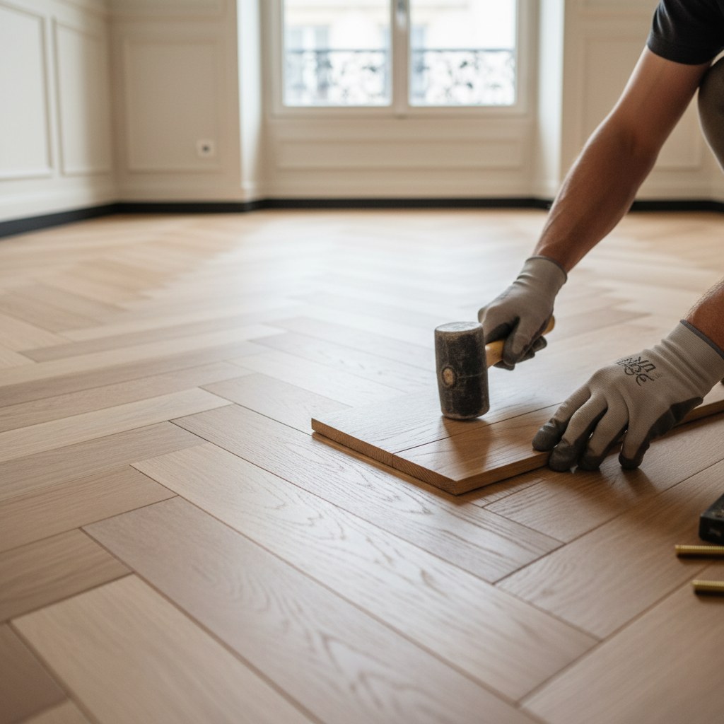 Pose de parquet point de Hongrie