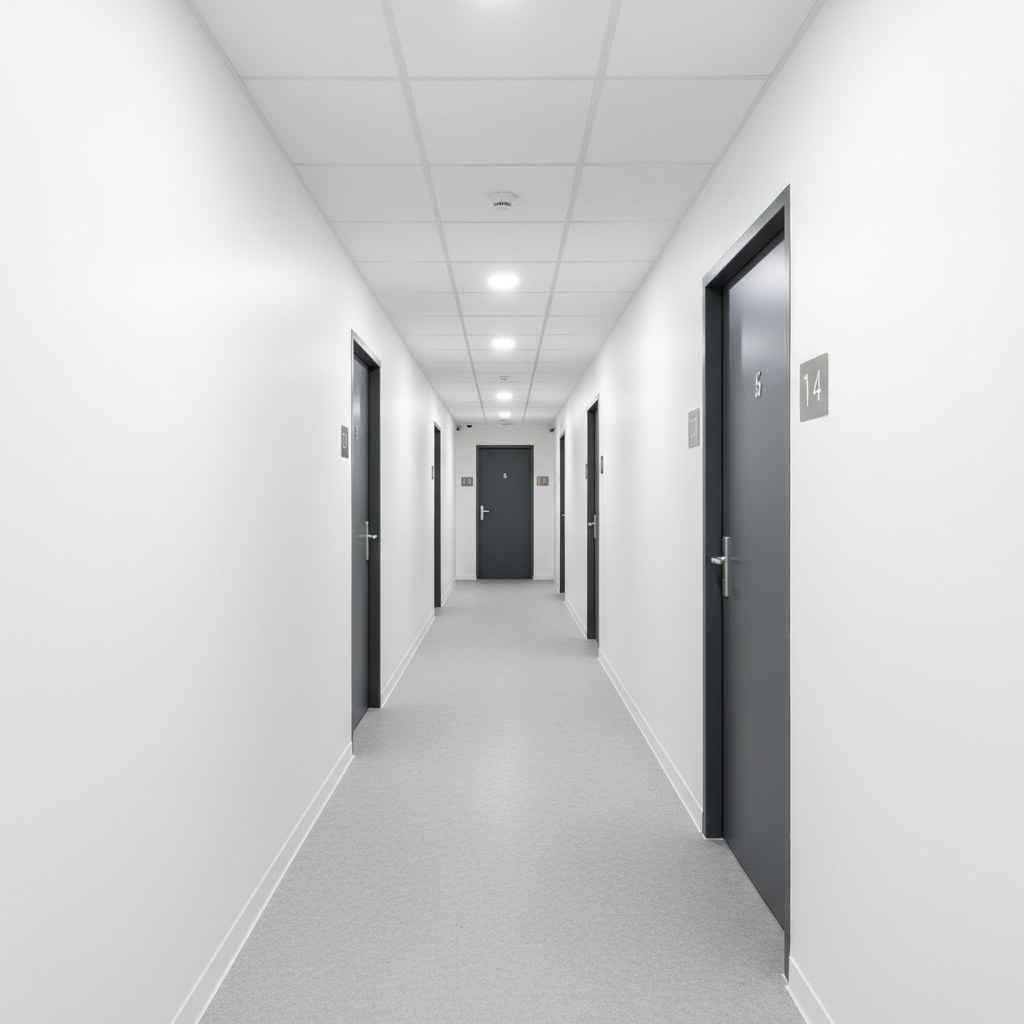 Couloir d'immeuble fraîchement refait